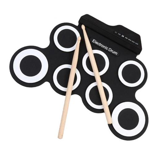 Portable Electronic Drum Digital USB 7 Pads Roll up Drum Set Silicone Electric Drum Pad Kit with Drum Pedals & Drum Sticks Portable Foldable Silicone Electronic Drum Pad Kit